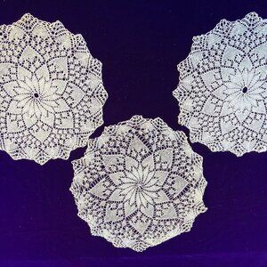 Vintage Bundle of 3 Crocheted serviette doilies
